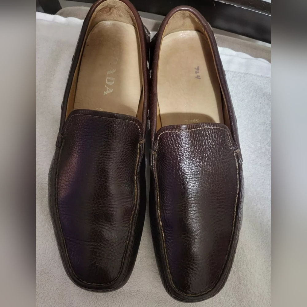 Men's Prada Brown Loafer Styled Driving Moccasins 13 2D 1101  US Size 10